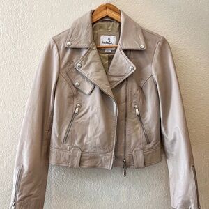 Sam Edelman Leather Moto Jacket in Dune
